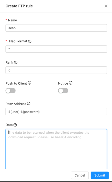 create ftp scan rule